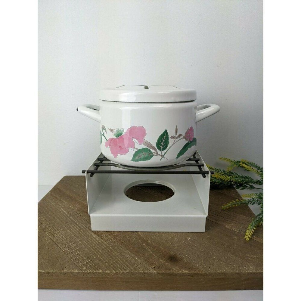 Mikasa Silk flowers Fondu pot with stand